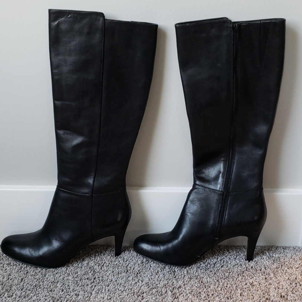 Clark's black leather knee high boots